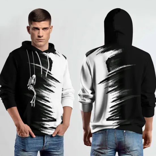 Best OUKU Men's Hoodie Hoodies Sweatshirt Fashion Daily Long Sleeve Hooded Vacation Streetwear Printing Winter Spring & Fall Designer White