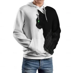 Sale OUKU Men's Hoodie Hoodies Sweatshirt Fashion Daily Long Sleeve Hooded Vacation Streetwear Printing Winter Spring & Fall Designer Black