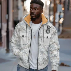 Best OUKU Men's Hoodie Hoodies Sweatshirt Fall / Winter Designer Camouflage