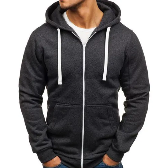 OUKU Men's Hoodie Jacket Full Zip Hoodie Solid Color Sport Athleisure Top Long Sleeve Breathable Soft Comfortable Everyday Use Outdoor Casual Athleisure Daily Activewear