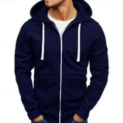 OUKU Men's Hoodie Jacket Full Zip Hoodie Solid Color Sport Athleisure Top Long Sleeve Breathable Soft Comfortable Everyday Use Outdoor Casual Athleisure Daily Activewear