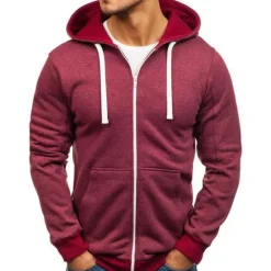 OUKU Men's Hoodie Jacket Full Zip Hoodie Solid Color Sport Athleisure Top Long Sleeve Breathable Soft Comfortable Everyday Use Outdoor Casual Athleisure Daily Activewear