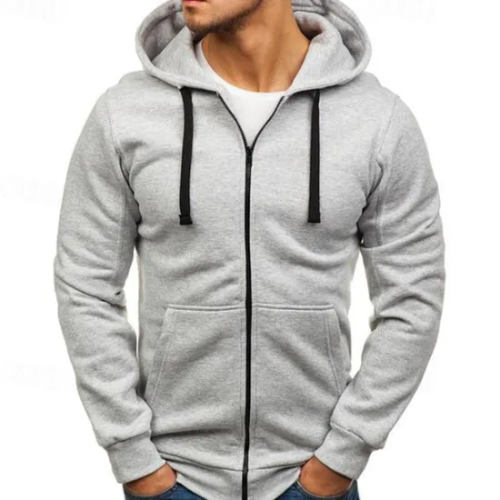 OUKU Men's Hoodie Jacket Full Zip Hoodie Solid Color Sport Athleisure Top Long Sleeve Breathable Soft Comfortable Everyday Use Outdoor Casual Athleisure Daily Activewear
