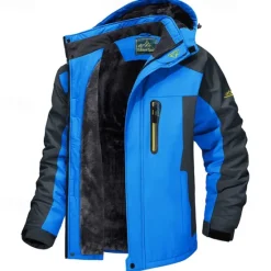 Clearance OUKU Men's Hoodie Jacket Ski Jacket Hiking Fleece Jacket Winter Outdoor Thermal Warm Fleece Lining Waterproof Windproof Outerwear Windbreaker Softshell Jacket Coat Skiing Ski Snowboard Fishing Black