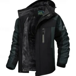 Clearance OUKU Men's Hoodie Jacket Ski Jacket Hiking Fleece Jacket Winter Outdoor Thermal Warm Fleece Lining Waterproof Windproof Outerwear Windbreaker Softshell Jacket Coat Skiing Ski Snowboard Fishing Black