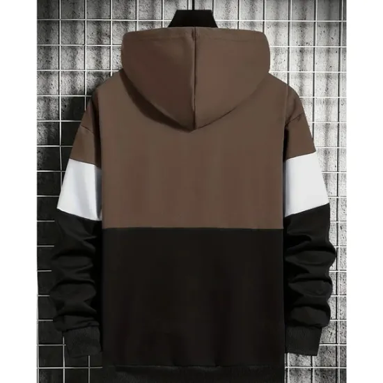 OUKU Men's Hoodie Khaki Dark Gray Coffee Light Blue Hooded Color Block Patchwork Sports & Outdoor Daily Holiday Streetwear Cool Casual Spring & Fall Clothing Apparel Hoodies Sweatshirts Long Sleeve