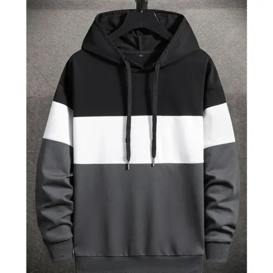OUKU Men's Hoodie Khaki Dark Gray Coffee Light Blue Hooded Color Block Patchwork Sports & Outdoor Daily Holiday Streetwear Cool Casual Spring & Fall Clothing Apparel Hoodies Sweatshirts Long Sleeve