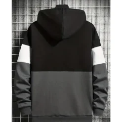 OUKU Men's Hoodie Khaki Dark Gray Coffee Light Blue Hooded Color Block Patchwork Sports & Outdoor Daily Holiday Streetwear Cool Casual Spring & Fall Clothing Apparel Hoodies Sweatshirts Long Sleeve