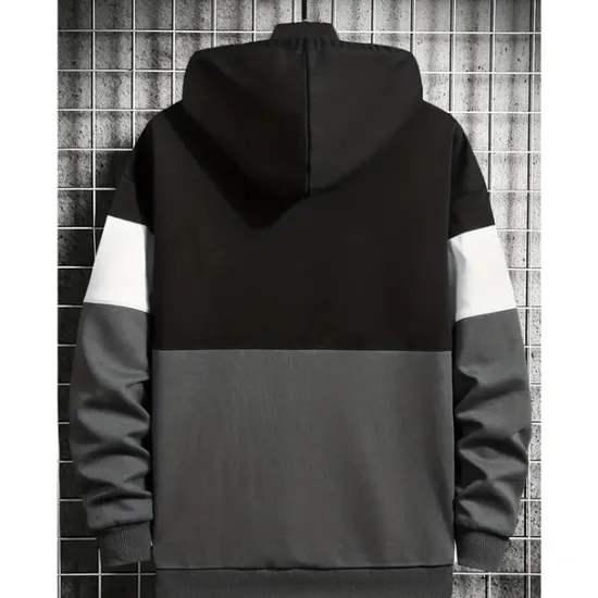 OUKU Men's Hoodie Khaki Dark Gray Coffee Light Blue Hooded Color Block Patchwork Sports & Outdoor Daily Holiday Streetwear Cool Casual Spring & Fall Clothing Apparel Hoodies Sweatshirts Long Sleeve