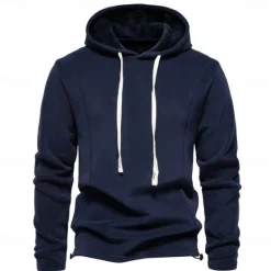 OUKU Men's Hoodie Plain Sports & Outdoor Casual Daily non-printing Active Cool Casual Spring & Fall Autumn / Fall Clothing Apparel Hoodies Sweatshirts Long Sleeve Navy Blue Green Khaki Dark Gray