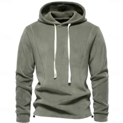 OUKU Men's Hoodie Plain Sports & Outdoor Casual Daily non-printing Active Cool Casual Spring & Fall Autumn / Fall Clothing Apparel Hoodies Sweatshirts Long Sleeve Navy Blue Green Khaki Dark Gray