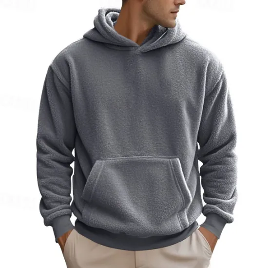Best OUKU Men's Hoodie Pullover Hoodie Sweatshirt Fleece Hoodie Black Blue Brown Khaki Gray Hooded Plain Pocket Front Pocket Casual Daily Holiday Streetwear Casual Fuzzy Fall & Winter Clothing Apparel Hoodies