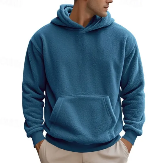 Best OUKU Men's Hoodie Pullover Hoodie Sweatshirt Fleece Hoodie Black Blue Brown Khaki Gray Hooded Plain Pocket Front Pocket Casual Daily Holiday Streetwear Casual Fuzzy Fall & Winter Clothing Apparel Hoodies