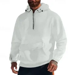 Sale OUKU Men's Hoodie Pullover Hoodie Sweatshirt Tactical Black White Purple Green Light Grey Hooded Plain Front Pocket Sports & Outdoor Casual Daily Streetwear Cool Sportswear Fall & Winter Clothing Apparel