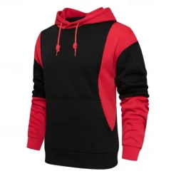 Outlet OUKU Men's Hoodie Pullover Hoodie Sweatshirt Black And White Red & Black White + Light Grey Hooded Color Block Pocket Color Block Sports & Outdoor Daily Holiday Streetwear Cool Sportswear Spring & Fall