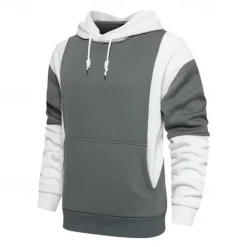 Outlet OUKU Men's Hoodie Pullover Hoodie Sweatshirt Black And White Red & Black White + Light Grey Hooded Color Block Pocket Color Block Sports & Outdoor Daily Holiday Streetwear Cool Sportswear Spring & Fall