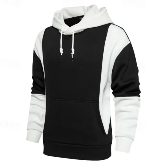 Outlet OUKU Men's Hoodie Pullover Hoodie Sweatshirt Black And White Red & Black White + Light Grey Hooded Color Block Pocket Color Block Sports & Outdoor Daily Holiday Streetwear Cool Sportswear Spring & Fall