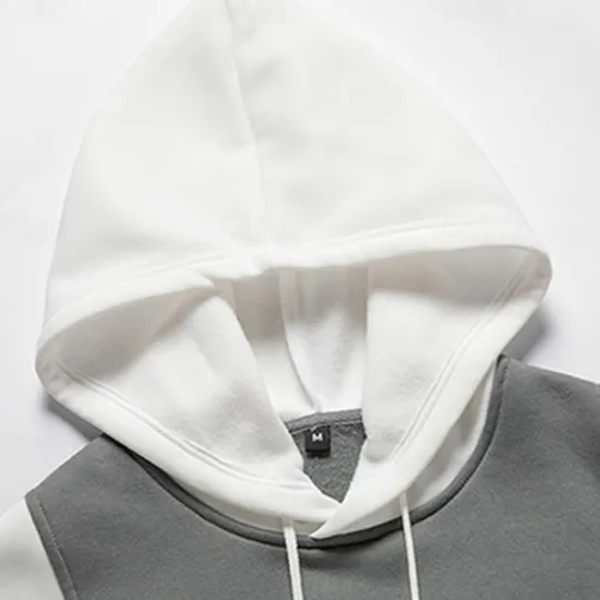 Outlet OUKU Men's Hoodie Pullover Hoodie Sweatshirt Black And White Red & Black White + Light Grey Hooded Color Block Pocket Color Block Sports & Outdoor Daily Holiday Streetwear Cool Sportswear Spring & Fall