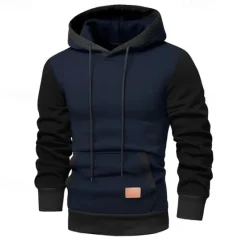 New OUKU Men's Hoodie Pullover Hoodie Sweatshirt Fleece Hoodie Wine Army Green Navy Blue Gray Hooded Color Block Patchwork Color Block Casual Daily Sports Polyester Streetwear Cool Sportswear Fall Winter
