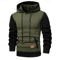 New OUKU Men's Hoodie Pullover Hoodie Sweatshirt Fleece Hoodie Wine Army Green Navy Blue Gray Hooded Color Block Patchwork Color Block Casual Daily Sports Polyester Streetwear Cool Sportswear Fall Winter