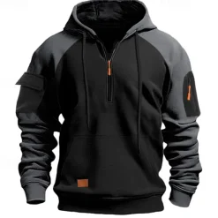 Sale OUKU Men's Hoodie Quarter Zip Hoodie Tactical Hoodie Black Navy Blue Khaki Dark Gray Gray Hooded Color Block Tactical Sports & Outdoor Daily Streetwear Cool Casual Winter Spring & Fall Clothing Apparel