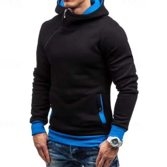 New OUKU Men's Hoodie Quarter Zip Hoodie Black Red Blue Camel Gray Hooded Plain Patchwork Sports & Outdoor Daily Holiday Polyester Streetwear Basic Casual Spring & Fall Clothing Apparel Hoodies Sweatshirts