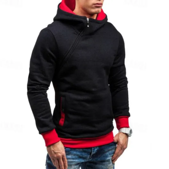 New OUKU Men's Hoodie Quarter Zip Hoodie Black Red Blue Camel Gray Hooded Plain Patchwork Sports & Outdoor Daily Holiday Polyester Streetwear Basic Casual Spring & Fall Clothing Apparel Hoodies Sweatshirts