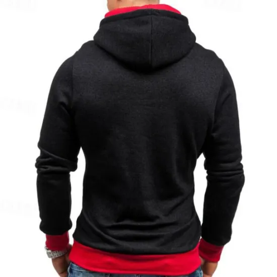New OUKU Men's Hoodie Quarter Zip Hoodie Black Red Blue Camel Gray Hooded Plain Patchwork Sports & Outdoor Daily Holiday Polyester Streetwear Basic Casual Spring & Fall Clothing Apparel Hoodies Sweatshirts