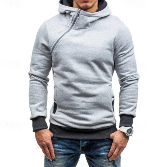 New OUKU Men's Hoodie Quarter Zip Hoodie Black Red Blue Camel Gray Hooded Plain Patchwork Sports & Outdoor Daily Holiday Polyester Streetwear Basic Casual Spring & Fall Clothing Apparel Hoodies Sweatshirts