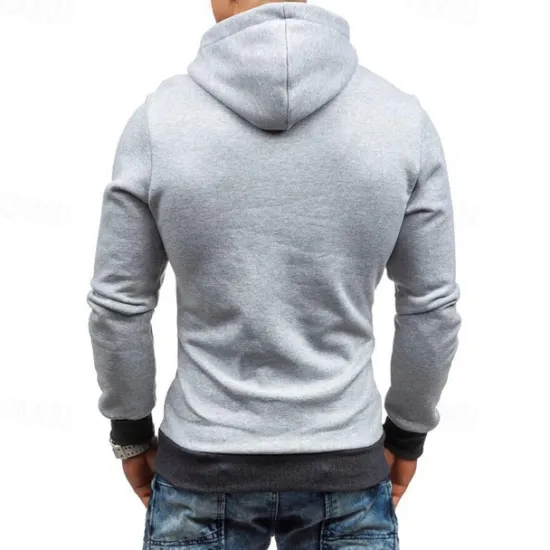 New OUKU Men's Hoodie Quarter Zip Hoodie Black Red Blue Camel Gray Hooded Plain Patchwork Sports & Outdoor Daily Holiday Polyester Streetwear Basic Casual Spring & Fall Clothing Apparel Hoodies Sweatshirts