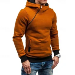 New OUKU Men's Hoodie Quarter Zip Hoodie Black Red Blue Camel Gray Hooded Plain Patchwork Sports & Outdoor Daily Holiday Polyester Streetwear Basic Casual Spring & Fall Clothing Apparel Hoodies Sweatshirts