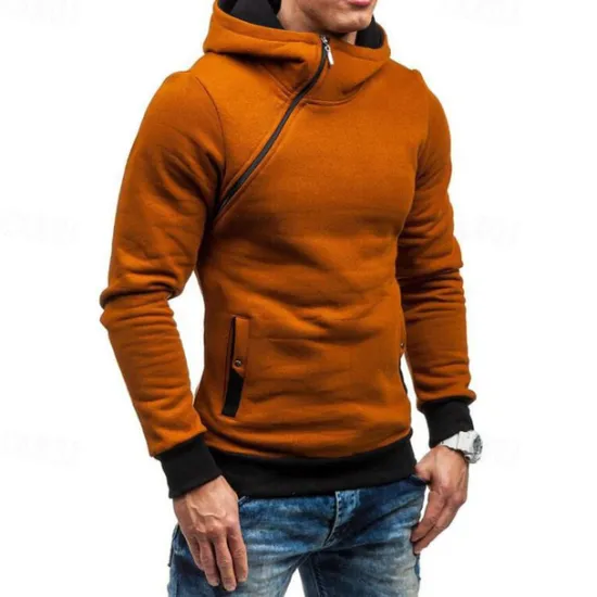 New OUKU Men's Hoodie Quarter Zip Hoodie Black Red Blue Camel Gray Hooded Plain Patchwork Sports & Outdoor Daily Holiday Polyester Streetwear Basic Casual Spring & Fall Clothing Apparel Hoodies Sweatshirts