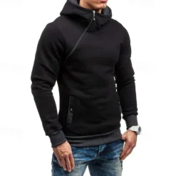 New OUKU Men's Hoodie Quarter Zip Hoodie Black Red Blue Camel Gray Hooded Plain Patchwork Sports & Outdoor Daily Holiday Polyester Streetwear Basic Casual Spring & Fall Clothing Apparel Hoodies Sweatshirts