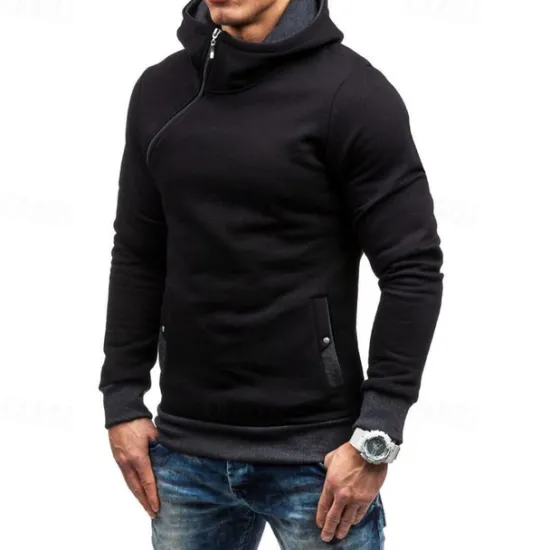 New OUKU Men's Hoodie Quarter Zip Hoodie Black Red Blue Camel Gray Hooded Plain Patchwork Sports & Outdoor Daily Holiday Polyester Streetwear Basic Casual Spring & Fall Clothing Apparel Hoodies Sweatshirts