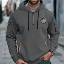 Best OUKU Men's Hoodie Quarter Zip Hoodie Tactical Black White Wine Navy Blue Royal Blue Hooded Plain Pocket Sports & Outdoor Daily Holiday Streetwear Cool Casual Spring & Fall Clothing Apparel Hoodies