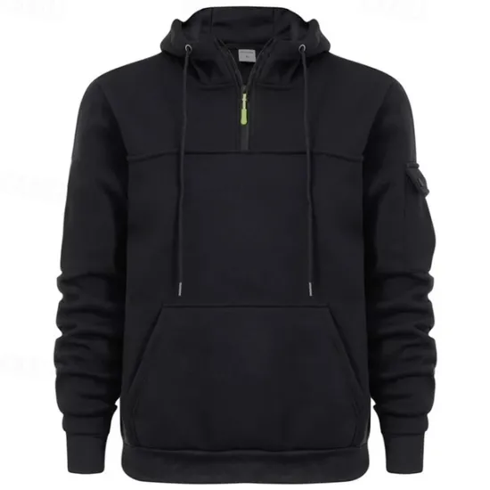 OUKU Men's Hoodie Quarter Zip Hoodie Black Navy Blue Khaki Dark Gray Gray Hooded Plain Pocket Sports & Outdoor Daily Holiday Streetwear Cool Casual Winter Spring & Fall Clothing Apparel Hoodies
