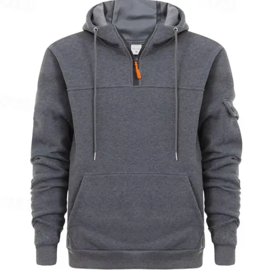 OUKU Men's Hoodie Quarter Zip Hoodie Black Navy Blue Khaki Dark Gray Gray Hooded Plain Pocket Sports & Outdoor Daily Holiday Streetwear Cool Casual Winter Spring & Fall Clothing Apparel Hoodies