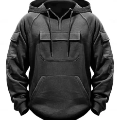 Outlet OUKU Men's Hoodie Quarter Zip Hoodie Black Army Green Navy Blue Khaki Dark Gray Hooded Plain Pocket Sports & Outdoor Daily Holiday Streetwear Basic Casual Spring & Fall Clothing Apparel Hoodies