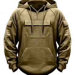 Outlet OUKU Men's Hoodie Quarter Zip Hoodie Black Army Green Navy Blue Khaki Dark Gray Hooded Plain Pocket Sports & Outdoor Daily Holiday Streetwear Basic Casual Spring & Fall Clothing Apparel Hoodies