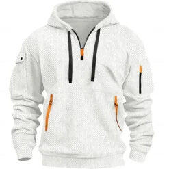 Discount OUKU Men's Hoodie Quarter Zip Hoodie Tactical Hoodie Black White Red Royal Blue Khaki Hooded Plain Pocket Sports & Outdoor Daily Holiday Streetwear Cool Casual Spring & Fall Clothing Apparel Hoodies
