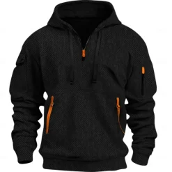 Discount OUKU Men's Hoodie Quarter Zip Hoodie Tactical Hoodie Black White Red Royal Blue Khaki Hooded Plain Pocket Sports & Outdoor Daily Holiday Streetwear Cool Casual Spring & Fall Clothing Apparel Hoodies