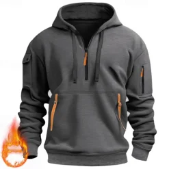 Clearance OUKU Men's Hoodie Quarter Zip Hoodie Black Navy Blue Khaki Light Grey Dark Gray Hooded Plain Pocket Sports & Outdoor Daily Holiday Polyester Streetwear Basic Casual Spring & Fall Clothing Apparel Hoodies