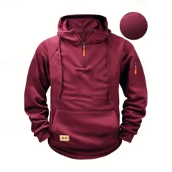 Best OUKU Men's Hoodie Quarter Zip Hoodie Black Wine Navy Blue Blue Brown Hooded Plain Pocket Sports & Outdoor Daily Holiday Polyester Streetwear Basic Casual Spring & Fall Clothing Apparel Hoodies