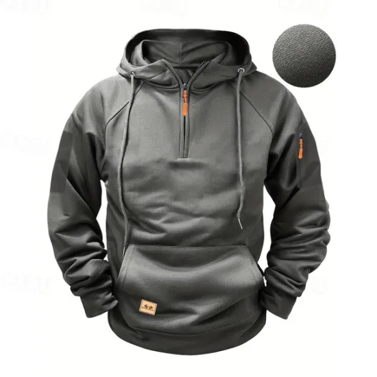 Best OUKU Men's Hoodie Quarter Zip Hoodie Black Wine Navy Blue Blue Brown Hooded Plain Pocket Sports & Outdoor Daily Holiday Polyester Streetwear Basic Casual Spring & Fall Clothing Apparel Hoodies