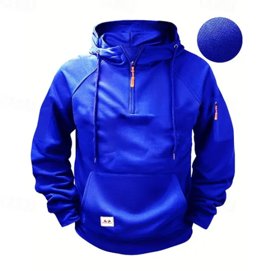 Best OUKU Men's Hoodie Quarter Zip Hoodie Black Wine Navy Blue Blue Brown Hooded Plain Pocket Sports & Outdoor Daily Holiday Polyester Streetwear Basic Casual Spring & Fall Clothing Apparel Hoodies