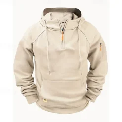 Best OUKU Men's Hoodie Quarter Zip Hoodie Black Wine Navy Blue Blue Brown Hooded Plain Pocket Sports & Outdoor Daily Holiday Polyester Streetwear Basic Casual Spring & Fall Clothing Apparel Hoodies