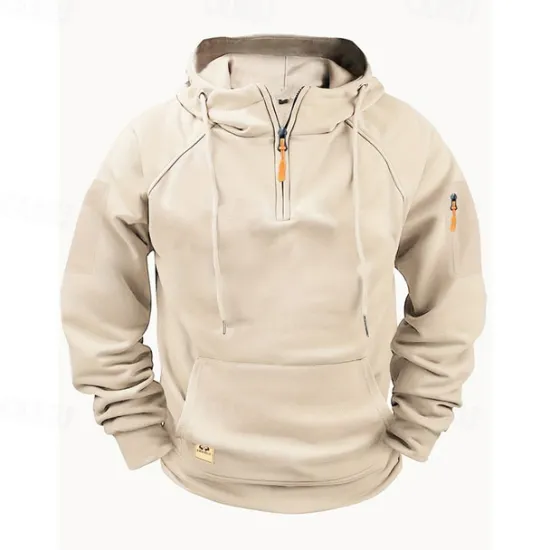 Best OUKU Men's Hoodie Quarter Zip Hoodie Black Wine Navy Blue Blue Brown Hooded Plain Pocket Sports & Outdoor Daily Holiday Polyester Streetwear Basic Casual Spring & Fall Clothing Apparel Hoodies
