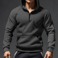 Outlet OUKU Men's Hoodie Quarter Zip Hoodie Tactical Hoodie Black Army Green Navy Blue Dark Gray Hooded Plain Pocket Sports & Outdoor Daily Holiday Streetwear Cool Casual Winter Spring & Fall Clothing Apparel