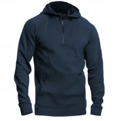 Outlet OUKU Men's Hoodie Quarter Zip Hoodie Tactical Hoodie Black Army Green Navy Blue Dark Gray Hooded Plain Pocket Sports & Outdoor Daily Holiday Streetwear Cool Casual Winter Spring & Fall Clothing Apparel