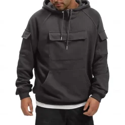 Best OUKU Men's Hoodie Quarter Zip Hoodie Black Army Green Blue Khaki Dark Gray Hooded Plain Pocket Sports & Outdoor Daily Holiday Streetwear Basic Casual Spring & Fall Clothing Apparel Hoodies Sweatshirts